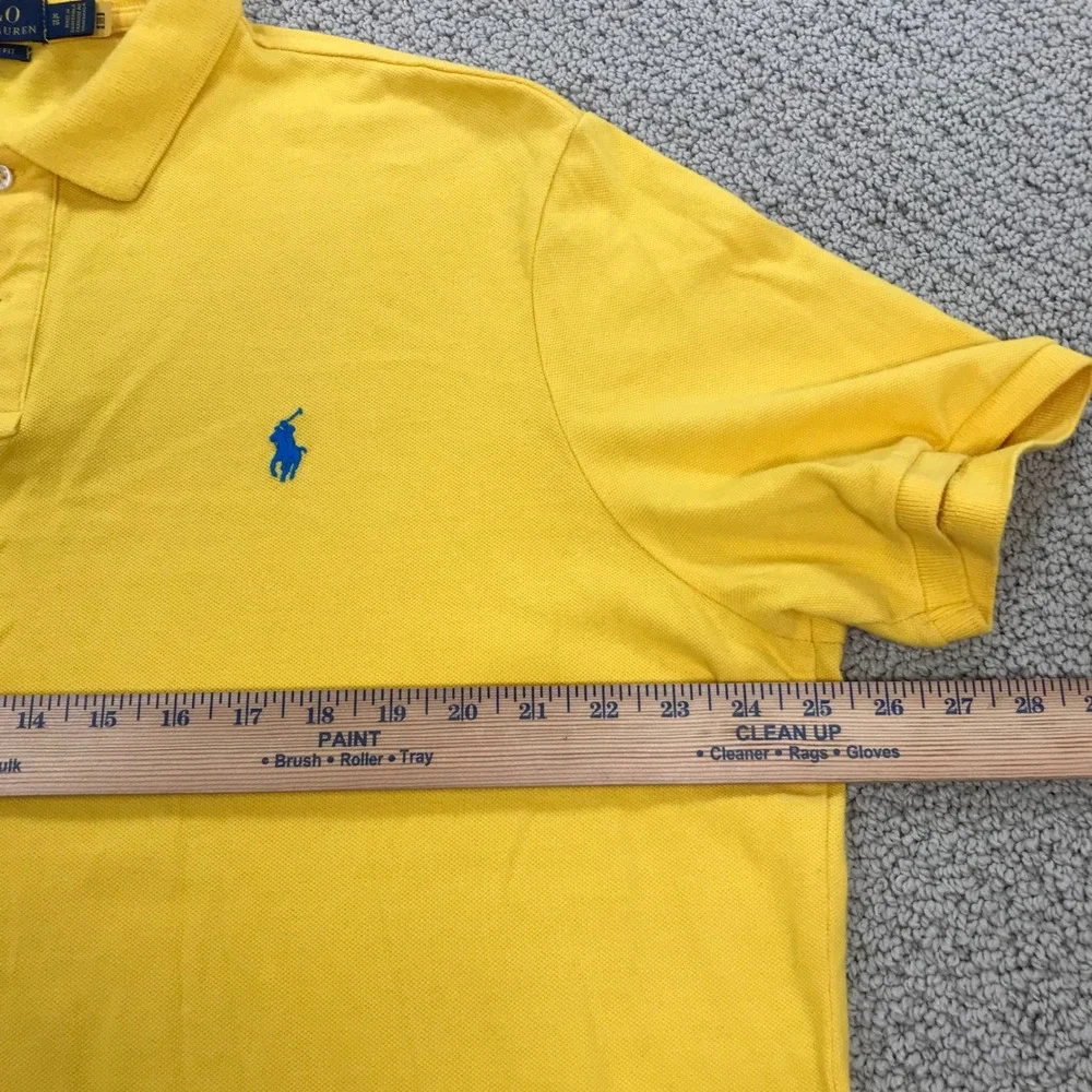 Polo Ralph Lauren Mens XL Classic Fit Yellow Cotton Pique Polo Blue Pony Logo